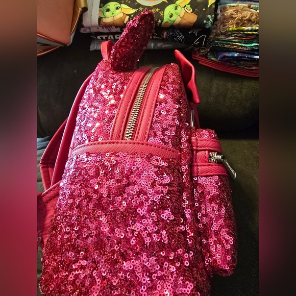 Loungefly Pink Sequin Backpack - Picture 3 of 5